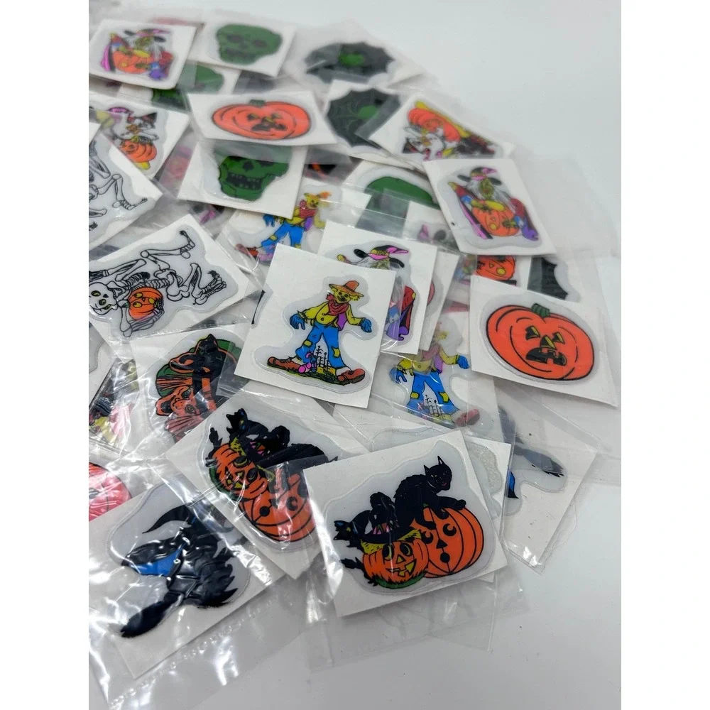 Vintage Halloween Puff Stickers Lot Retro 80s Spooky Pumpkin Witch Cat 86 pcs